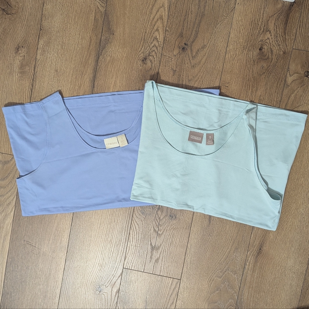 Chico's Blue Meth/ Blue Tank Tops Both Size 3 (16-18 XL) Used